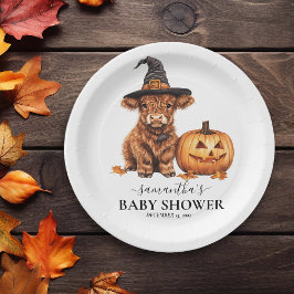 Highland Cow Calf Baby Dusche Halloween Hexe Pappteller