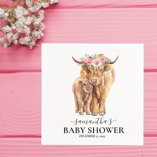 Highland Cow Calf Baby Dusche Serviette