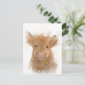 Highland Cow Calf Portrait Postkarte (Stehend Vorderseite)