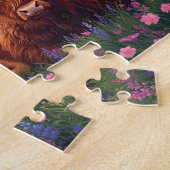 Highland Cow Calf Scottish Castle Sunset Puzzle (Seite)
