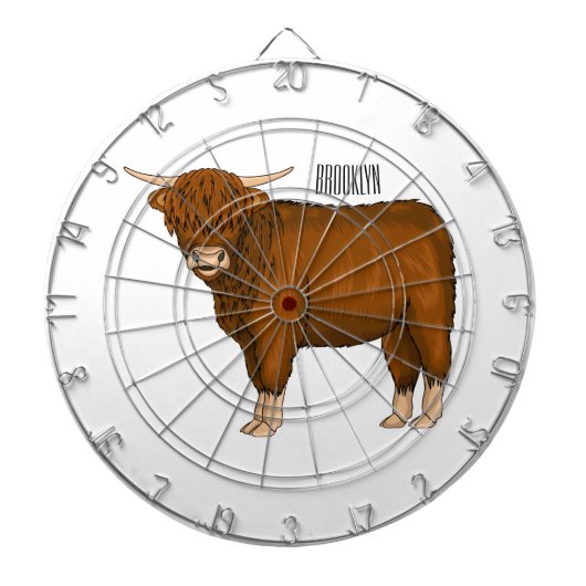 Highland cow cartoon illustration dartscheibe (vorne)