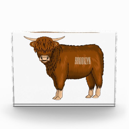 Highland cow cartoon illustration fotoblock (Vorderseite)