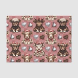Highland Cow Chocolate Kisses and Bows Gift Liner Seidenpapier