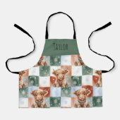 Highland Cow Christmas Crew Personalized Kids Schürze (Vorderseite)