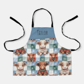Highland Cow Christmas Crew Personalized Kids Schürze (Vorderseite)