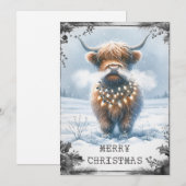 Highland Cow Christmas Feiertagskarte (Vorne/Hinten)