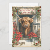 Highland Cow Christmas Feiertagskarte (Vorne/Hinten)