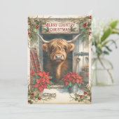 Highland Cow Christmas Feiertagskarte (Stehend Vorderseite)