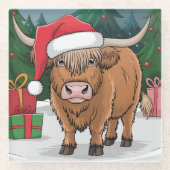 Highland Cow Christmas Glasuntersetzer (Vorderseite)