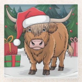 Highland Cow Christmas Glasuntersetzer
