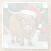 Highland Cow Christmas Glasuntersetzer (Rückseite)