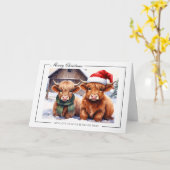 Highland Cow Christmas Greeting Card Karte (Gelbe Blume)