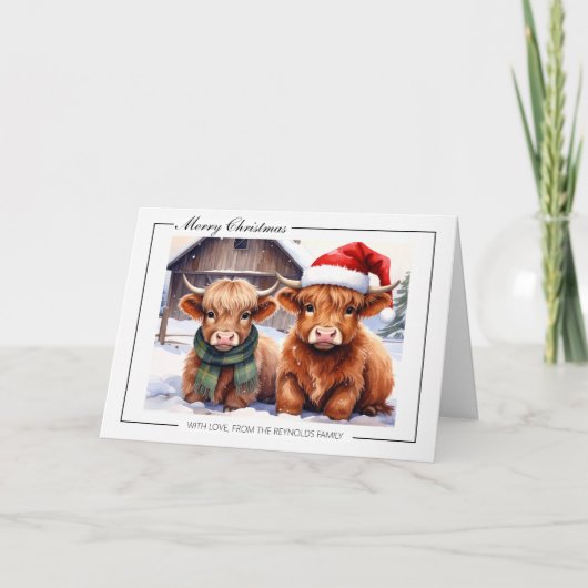 Highland Cow Christmas Greeting Card Karte (Vorderseite)