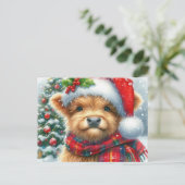 Highland Cow Christmas Greetings Feiertagspostkarte (Stehend Vorderseite)