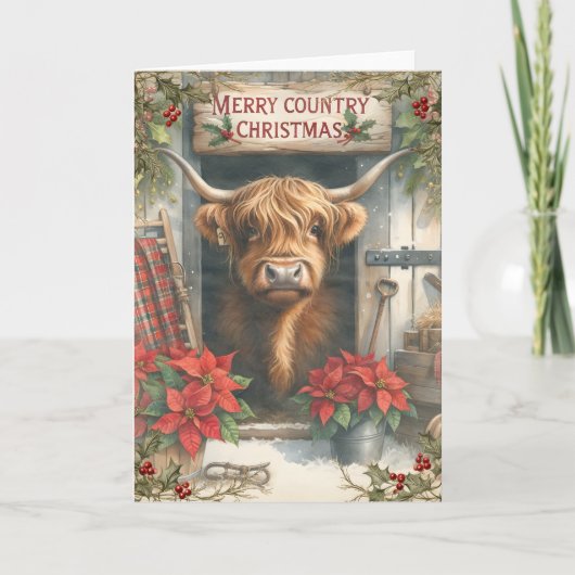 Highland Cow Christmas Karte (Vorderseite)