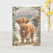 Highland Cow Christmas Karte (Gelbe Blume)