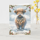 Highland Cow Christmas Karte (Gelbe Blume)