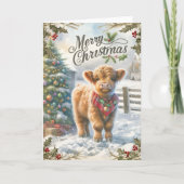 Highland Cow Christmas Karte (Vorderseite)