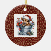 Highland Cow Christmas Keramik Ornament (Vorne)