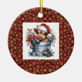 Highland Cow Christmas Keramik Ornament