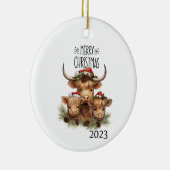 Highland Cow Christmas Keramik Ornament (Rechts)