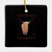 Highland Cow Christmas Keramikornament (Vorderseite)