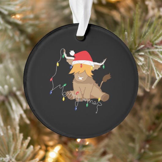 Highland cow christmas lights ornament (Baum)