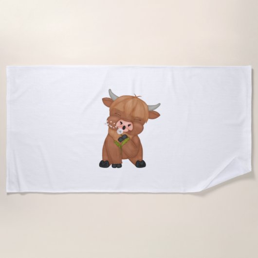 Highland Cow Christmas Merry and Bright, Schottlan Strandtuch (Vorderseite)