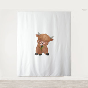 Highland Cow Christmas Merry and Bright, Schottlan Wandteppich