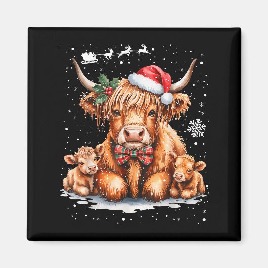 Highland Cow Christmas Outfit Idea Women Xmas High Magnet (Vorne)