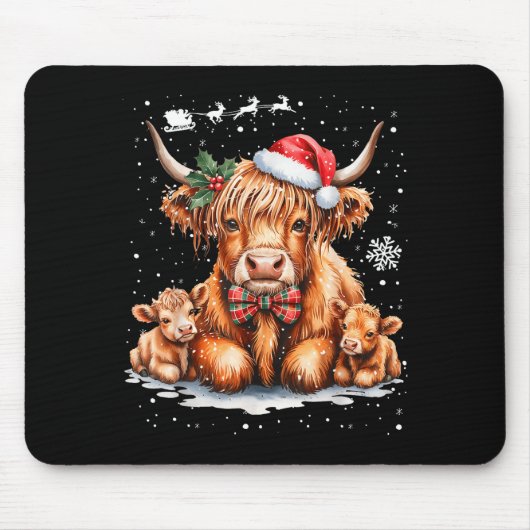 Highland Cow Christmas Outfit Idea Women Xmas High Mousepad (Vorne)