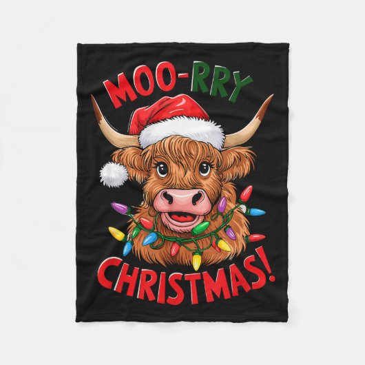 Highland Cow Christmas Pajama Moo Rry Cow Lover  Fleecedecke (Vorderseite)