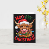 Highland Cow Christmas Pajama Moo Rry Cow Lover Karte (Gelbe Blume)