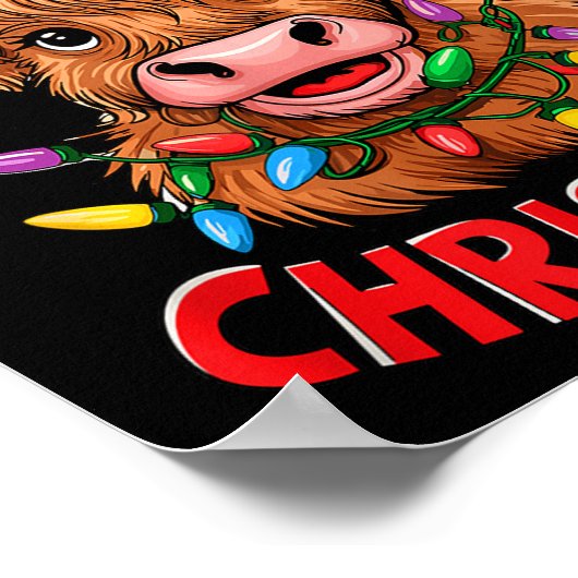 Highland Cow Christmas Pajama Moo Rry Cow Lover Poster (Ecke)