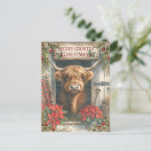 Highland Cow Christmas Postkarte (Stehend Vorderseite)
