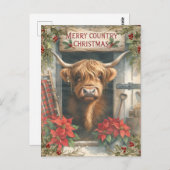 Highland Cow Christmas Postkarte (Vorne/Hinten)