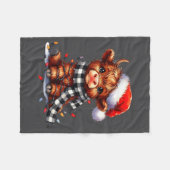 Highland Cow Christmas Santa Hat Mooey Xmas Heifer Fleecedecke (Vorderseite (Horizontal))