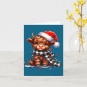 Highland Cow Christmas Santa Hat Mooey Xmas Heifer Karte (Gelbe Blume)