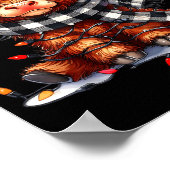 Highland Cow Christmas Santa Hat Mooey Xmas Heifer Poster (Ecke)