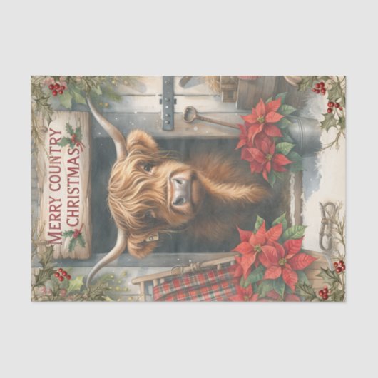Highland Cow Christmas Seidenpapier (Vorderseite)