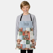 Highland Cow Christmas Snowy Personalized Kids Schürze (Getragen)
