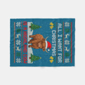 Highland Cow Christmas Ugly Sweater Style Festive Fleecedecke (Vorderseite (Horizontal))