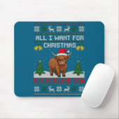 Highland Cow Christmas Ugly Sweater Style Festive Mousepad (Mit Mouse)