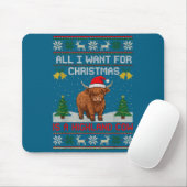 Highland Cow Christmas Ugly Sweater Style Festive Mousepad (Mit Mouse)