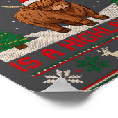 Highland Cow Christmas Ugly Sweater Style Festive  Poster (Ecke)