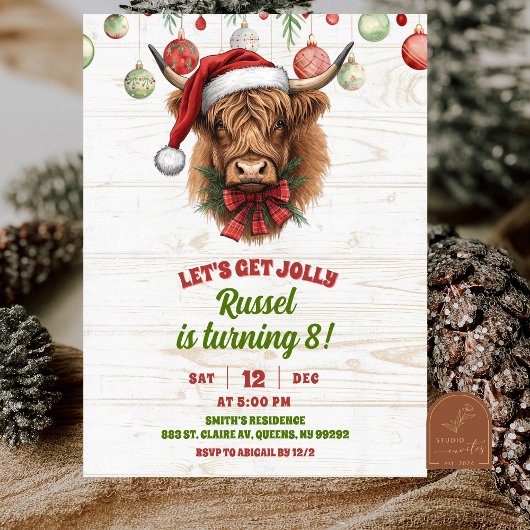 Highland cow christmas winter birthday invita einladung