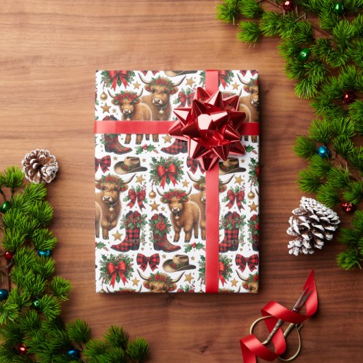 Highland Cow Christmas Wrapping Paper Geschenkpapier (Feiertagsgeschenk)