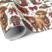 Highland Cow Christmas Wrapping Paper Geschenkpapier (Rolleneckpunkt)