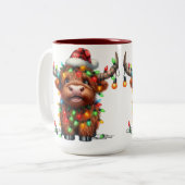 Highland Cow Christmas Zweifarbige Tasse (Vorderseite Links)