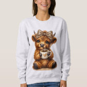 Highland Cow Coffee Wrap: Leopard Bow — Personalis Sweatshirt (Vorderseite)